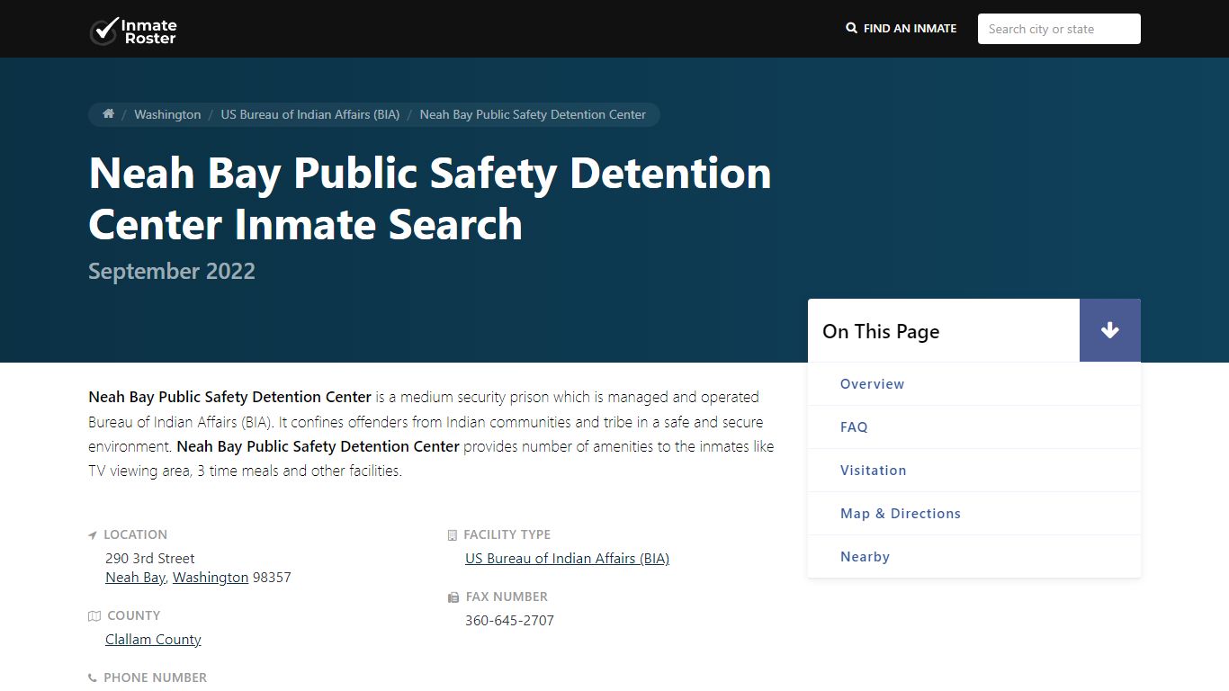 Neah Bay Public Safety Detention Center Inmate Search