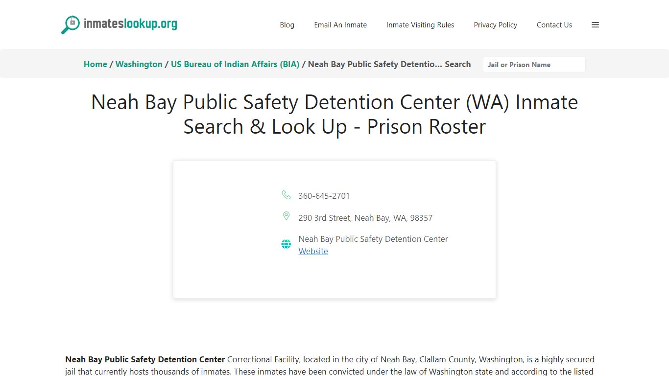 Neah Bay Public Safety Detention Center (WA) Inmate Search & Look Up ...